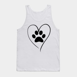 Women cute paw print heart design dog cat lover pet tee Tank Top